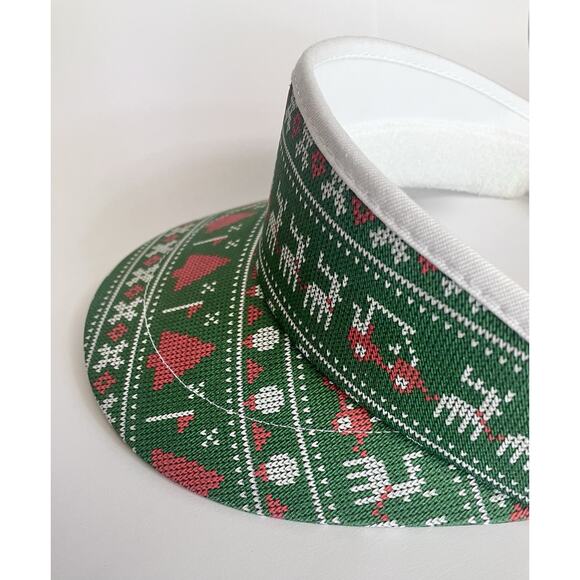 Christmas Imperial Tour Golf Visor Holiday Tree Green Vintage Velcro Hat USA - Picture 4 of 6
